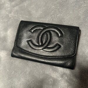CHANEL Caviar Black CC Classic Leather Wallet